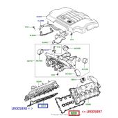 Junta do Coletor de Admissao - Lado Direito - Land Rover Range Rover 3.6 V8 Diesel 2002-2012 / Range Rover Sport 3.6 V8 2005-2013 - LR005898 - Marca Eurospare