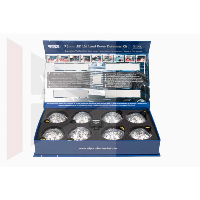 Kit de Lanternas de Led Transparentes (8 Lanternas + 1 Rele) - Land Rover Defender Ate 2006 - GL1191 GET007 - Marca Wipac